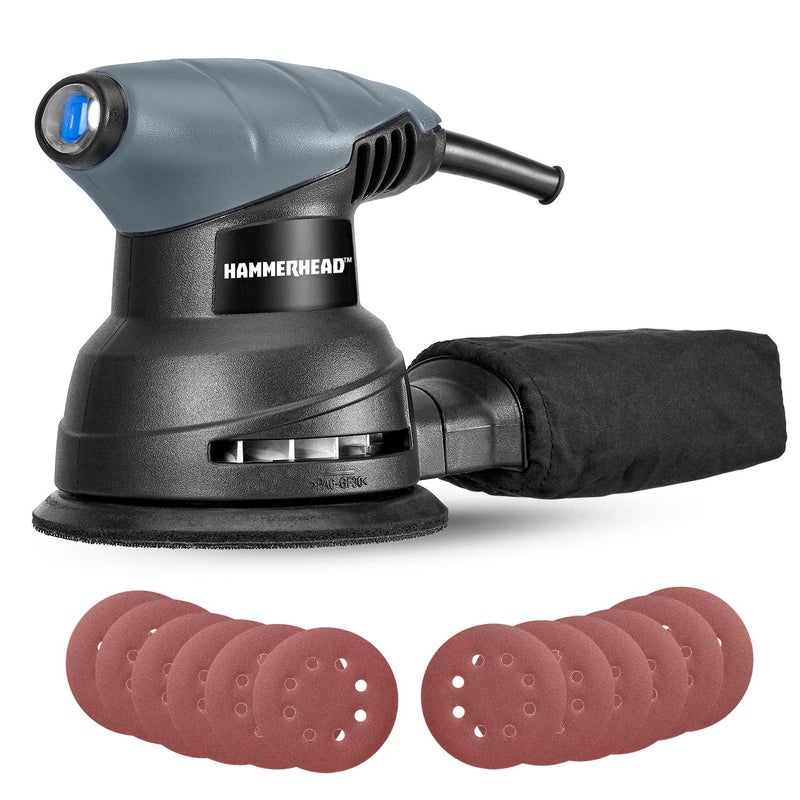 Hammerhead 2.0-Amp 5-Inch Random Orbit Sander with 12pcs Sanding Paper â€“ HAOS020 - Image 1